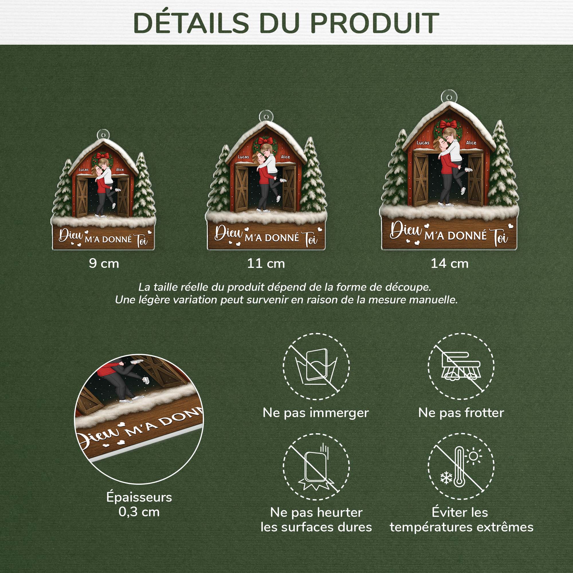 6105OFR3 effet dimpression 3d ornement noel acrylique personnalise couple dieu m_a donne toi 6105okqmg