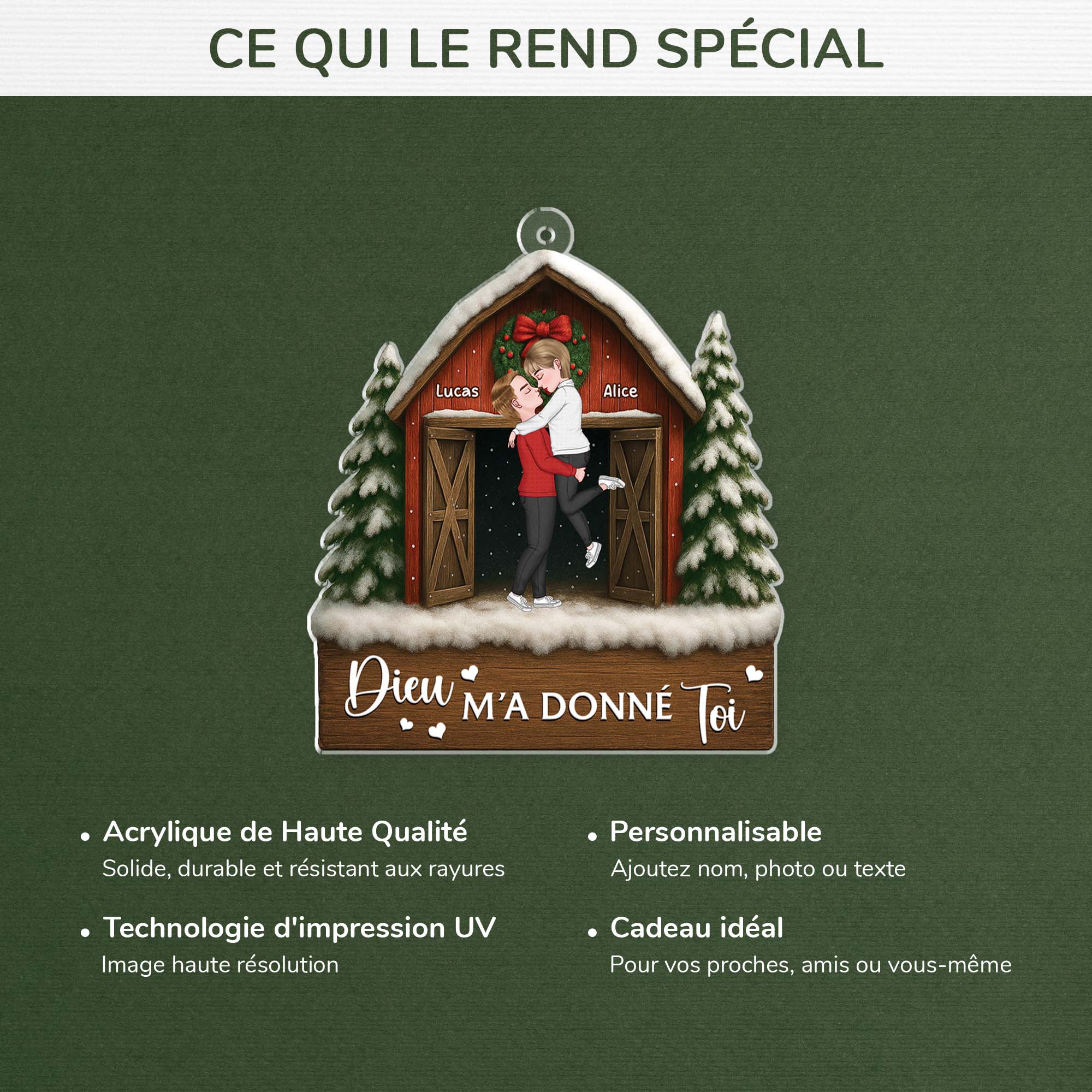 6105OFR4 effet dimpression 3d ornement noel acrylique personnalise couple dieu m_a donne toi 6105okqmg