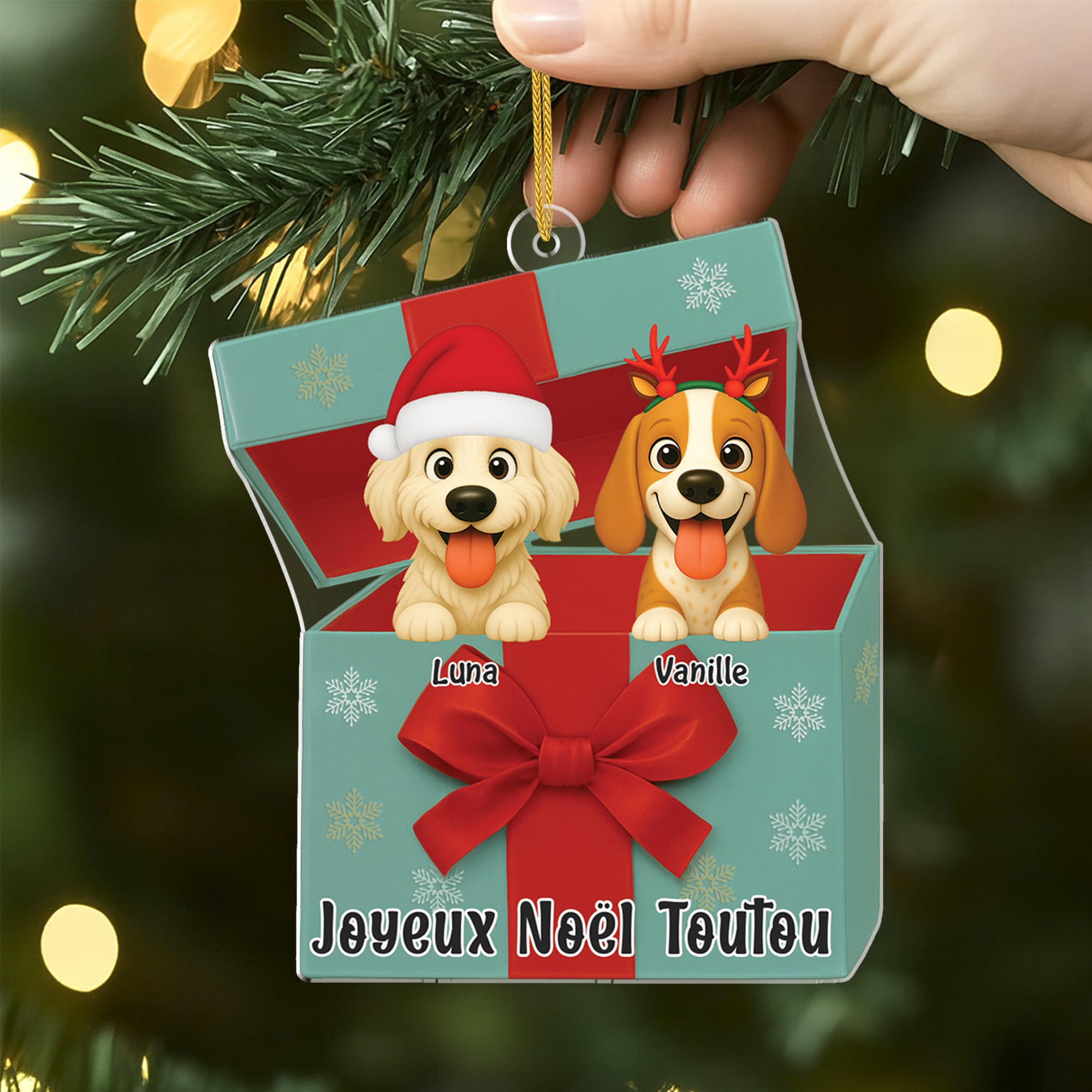 6106OFR2 effet dimpression 3d ornement acrylique personnalise avec chien joyeux noel toutou 6106oktnc