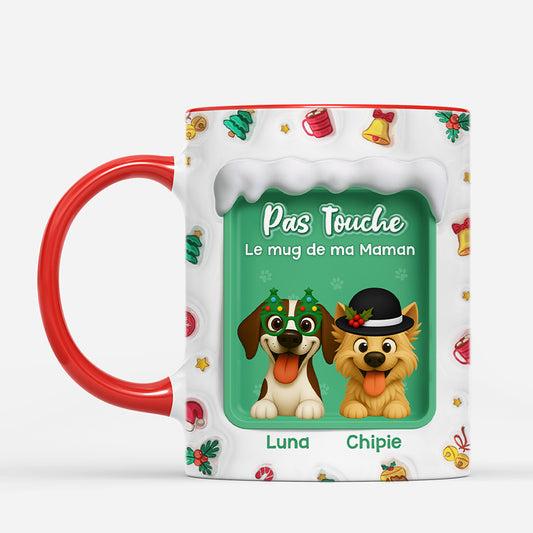 6119MFR2 effet dimpression 3d mug noel personnalise avec chien pas touche le mug de maman 6119mttzc