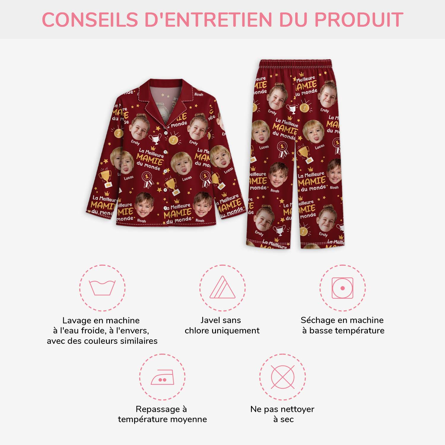 6127VFR4 pyjama personnalise meilleur papy mamie du monde 6127vtkza