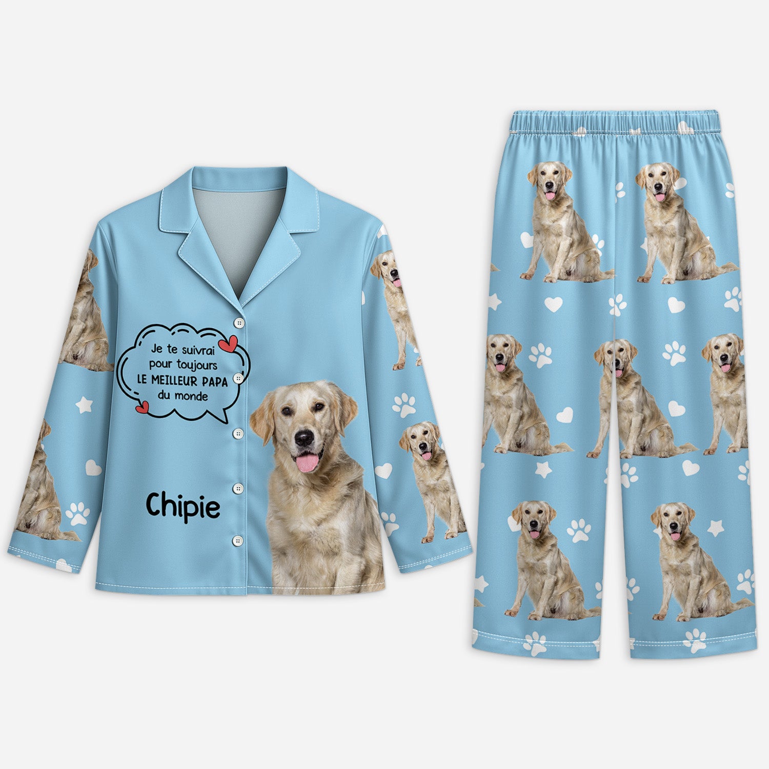 6128VFR1 pyjama personnalise avec chien photo je te suivrai pour toujours 6128vtttc