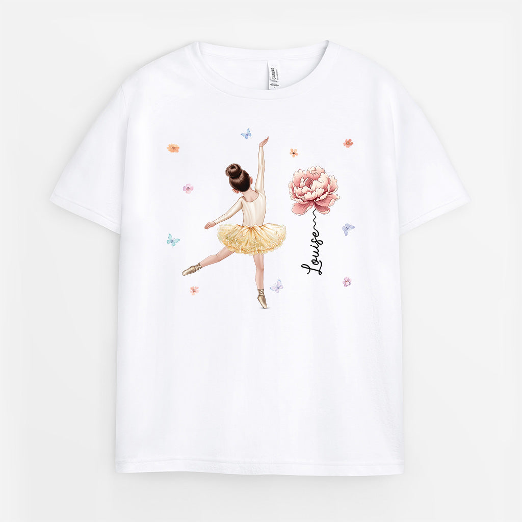 6132AFR1 t shirt personnalise enfant la ballerine avec fleur 6132a8qmk