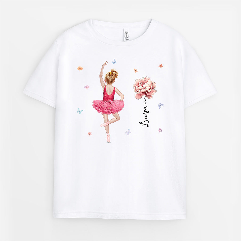 6132AFR2 t shirt personnalise enfant la ballerine avec fleur 6132a8qmk