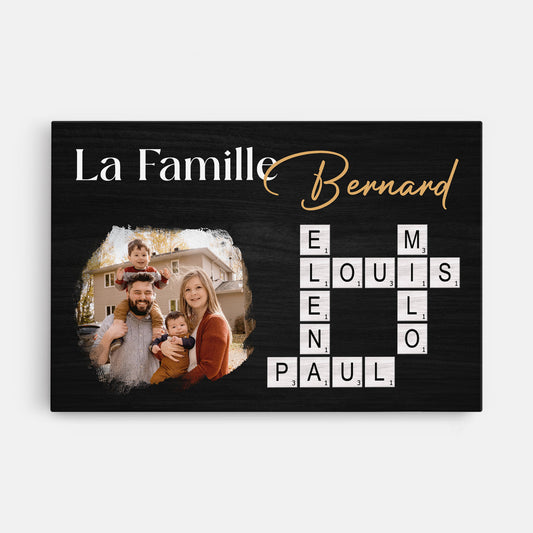 6133CFR1 toile personnalisee avec photo notre famille avec mots croises 6133c8v5i