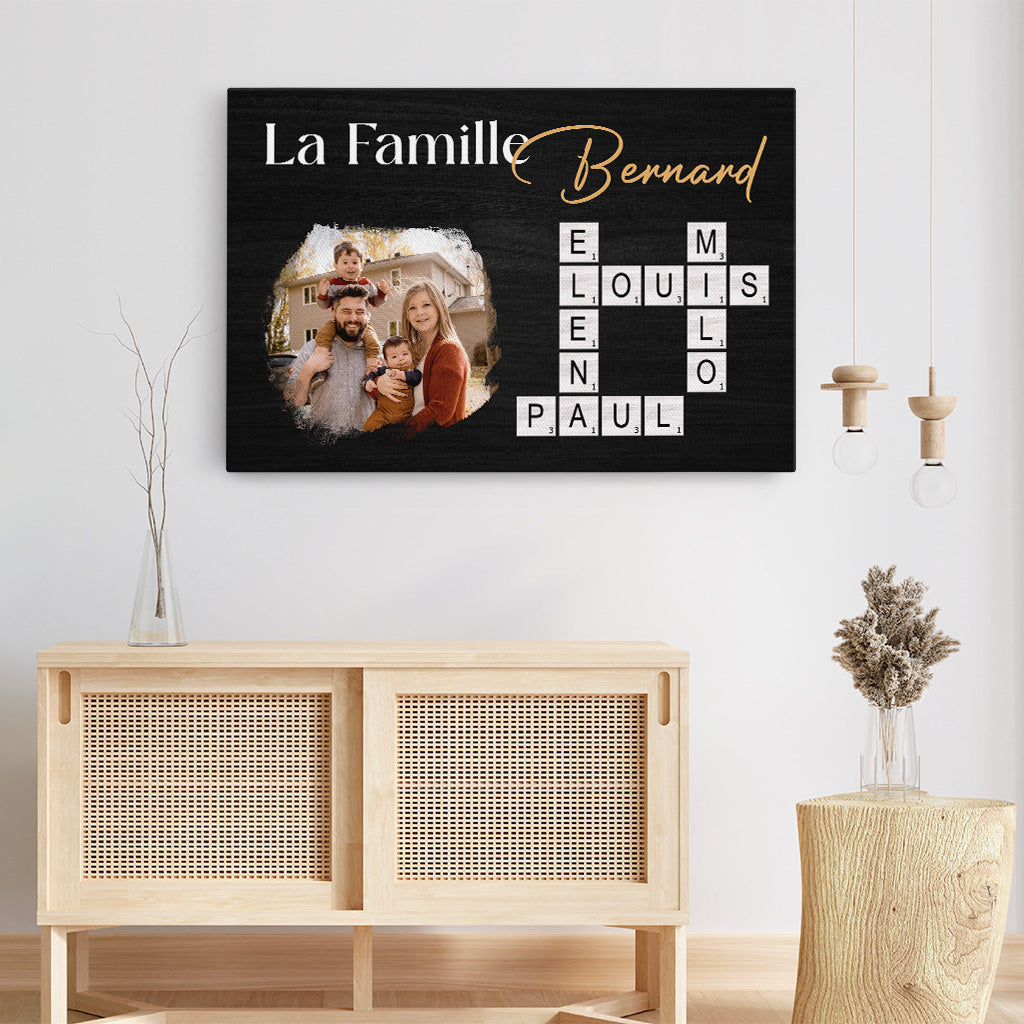 6133CFR3 toile personnalisee avec photo notre famille avec mots croises 6133c8v5i