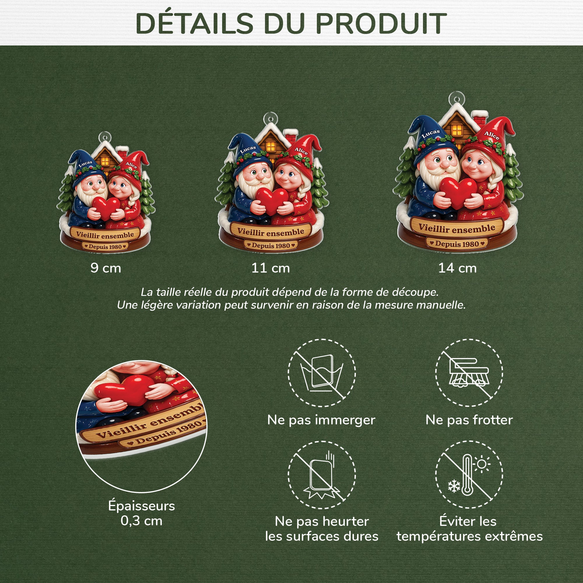 6139OFR3 ornement noel acrylique personnalise couple vieillir ensemble depuis 6139o3vmg