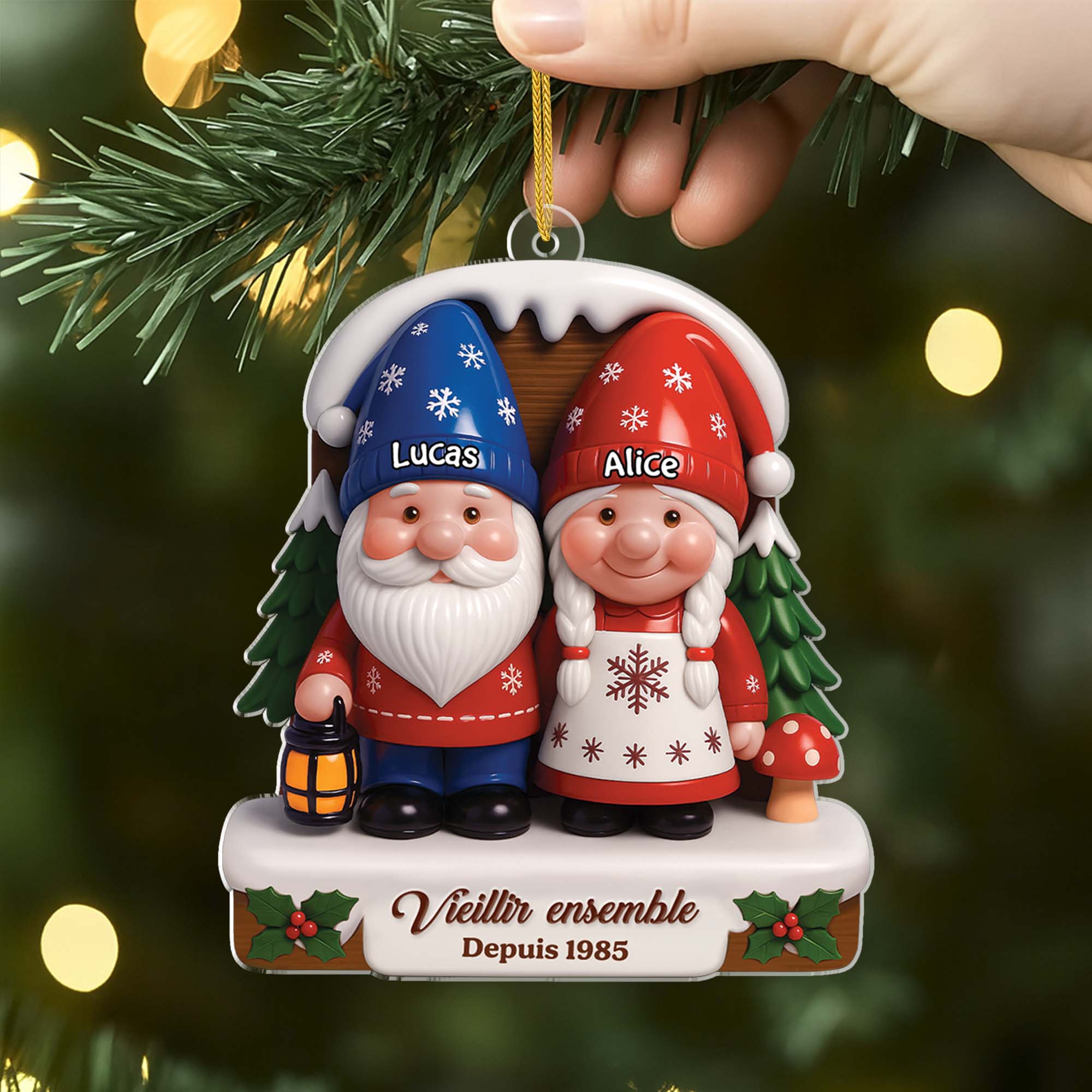 6143OFR2 effet dimpression 3d ornement noel acrylique personnalise joli couple vieillir ensemble 6143o6ltg_1