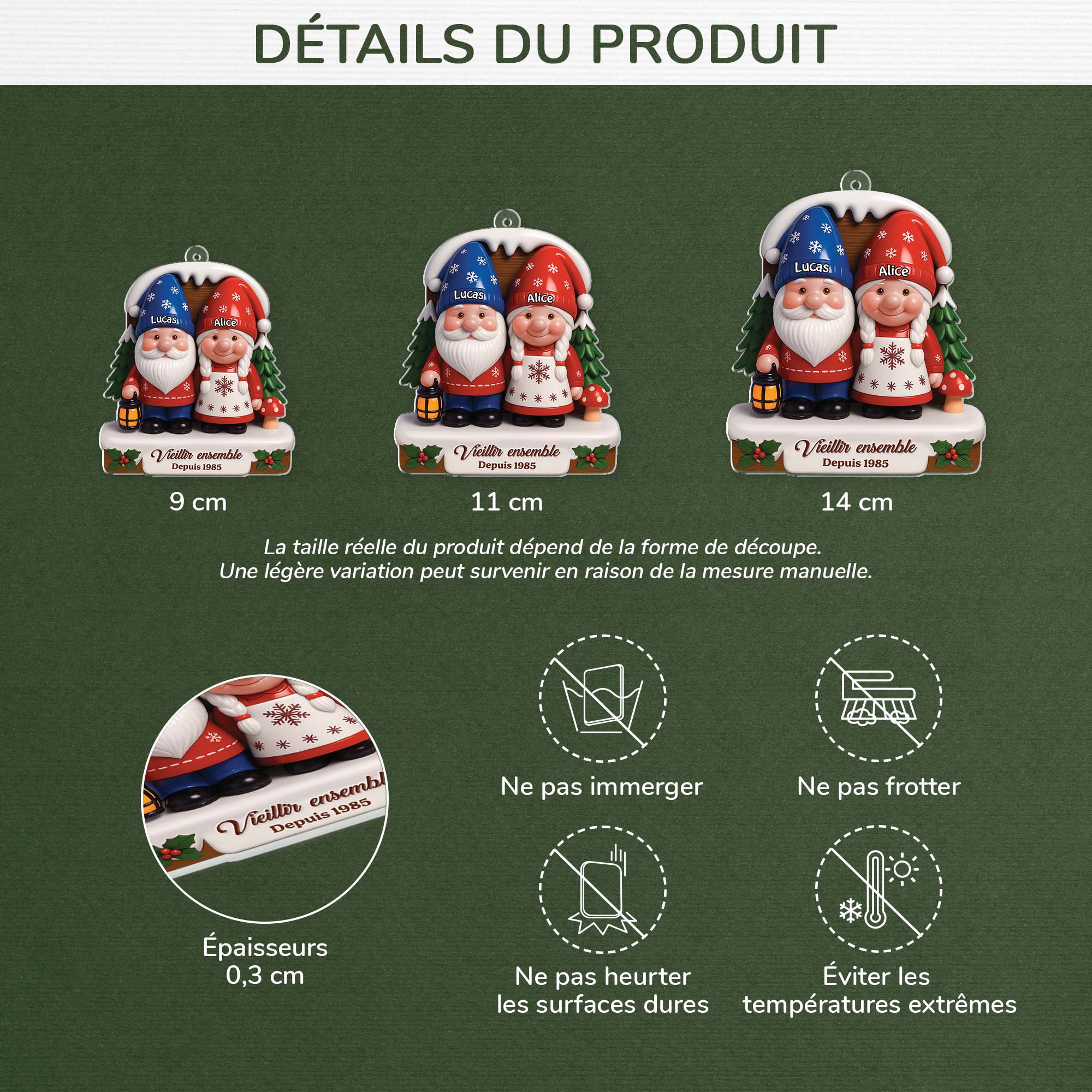 6143OFR3 effet dimpression 3d ornement noel acrylique personnalise joli couple vieillir ensemble 6143o6ltg