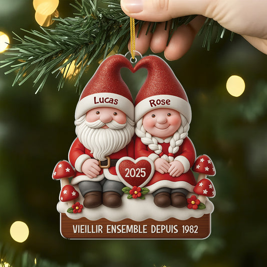6144OFR1 effet dimpression 3d ornement noel acrylique personnalise vieillir ensemble gnome couple 6144o6lmg_2