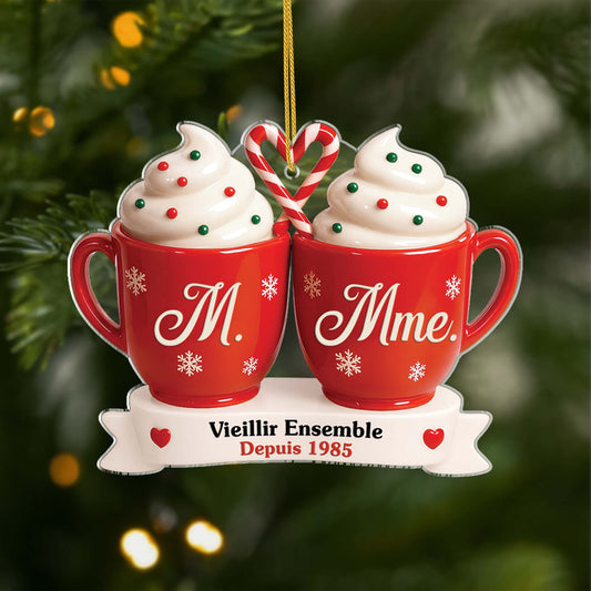 6145OFR1 effet dimpression 3d ornement noel acrylique personnalise vieillir ensemble mug couple 6145o6pcg