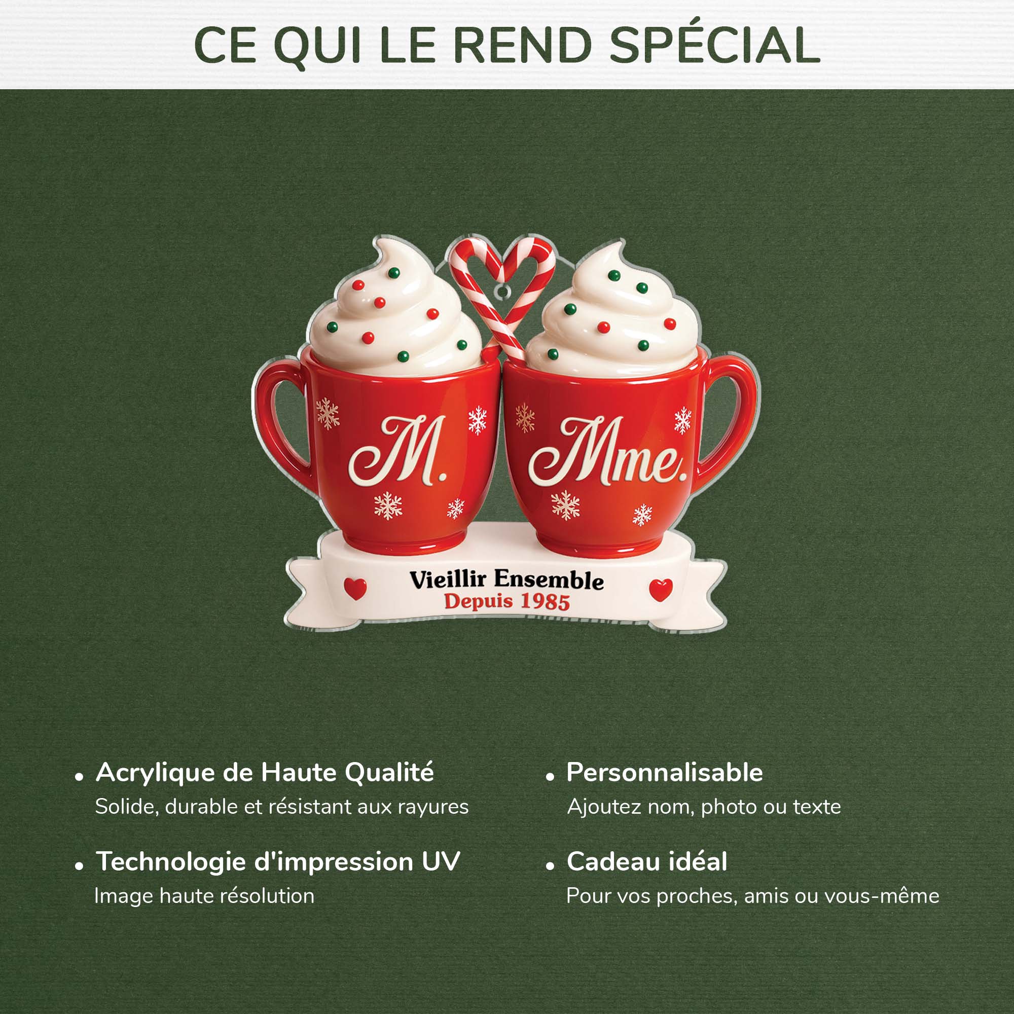 6145OFR4 effet dimpression 3d ornement noel acrylique personnalise vieillir ensemble mug couple 6145o6pcg