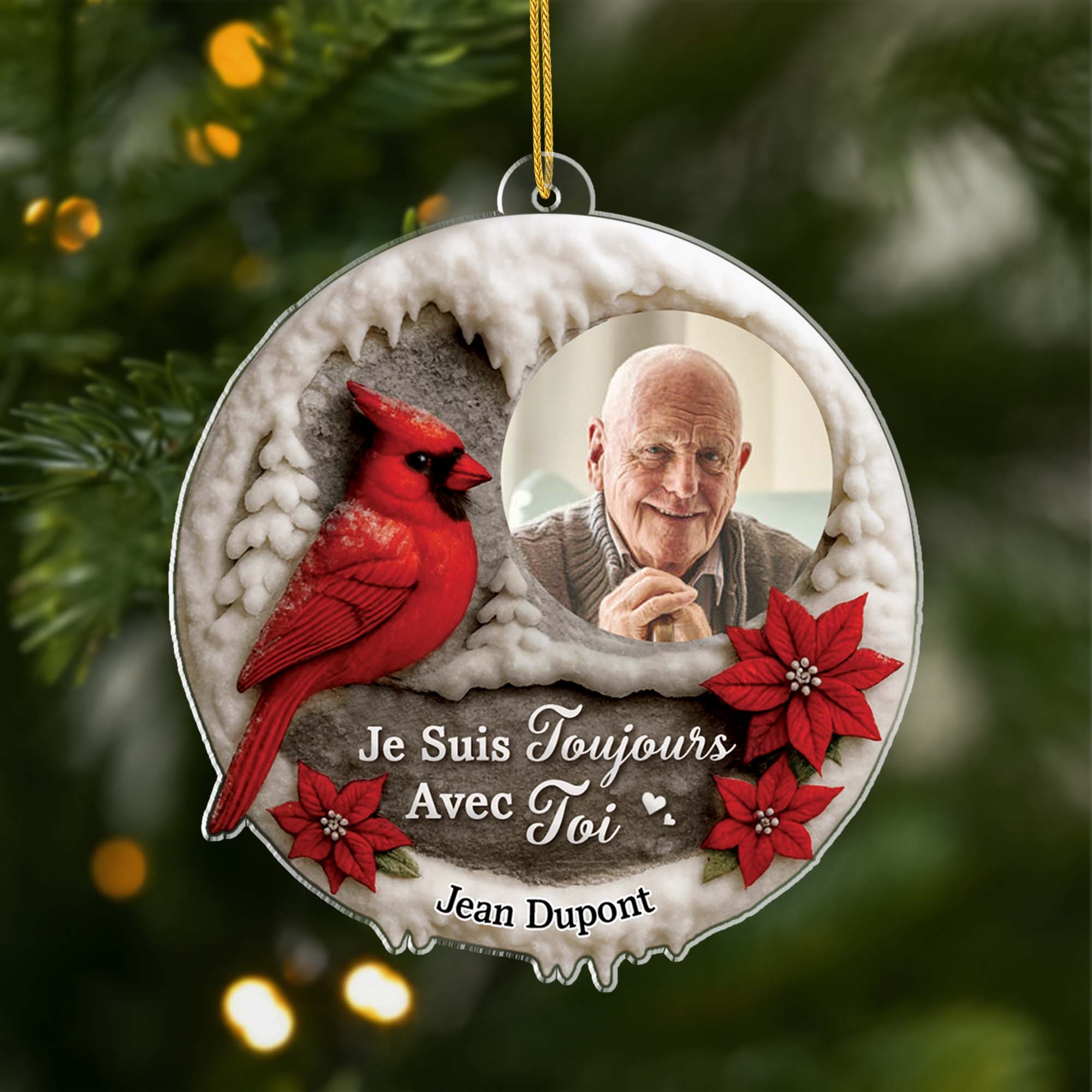 6146OFR1 effet dimpression 3d ornement noel acrylique personnalise commemoratif avec photo je suis toujours avec toi 6146o6vaa