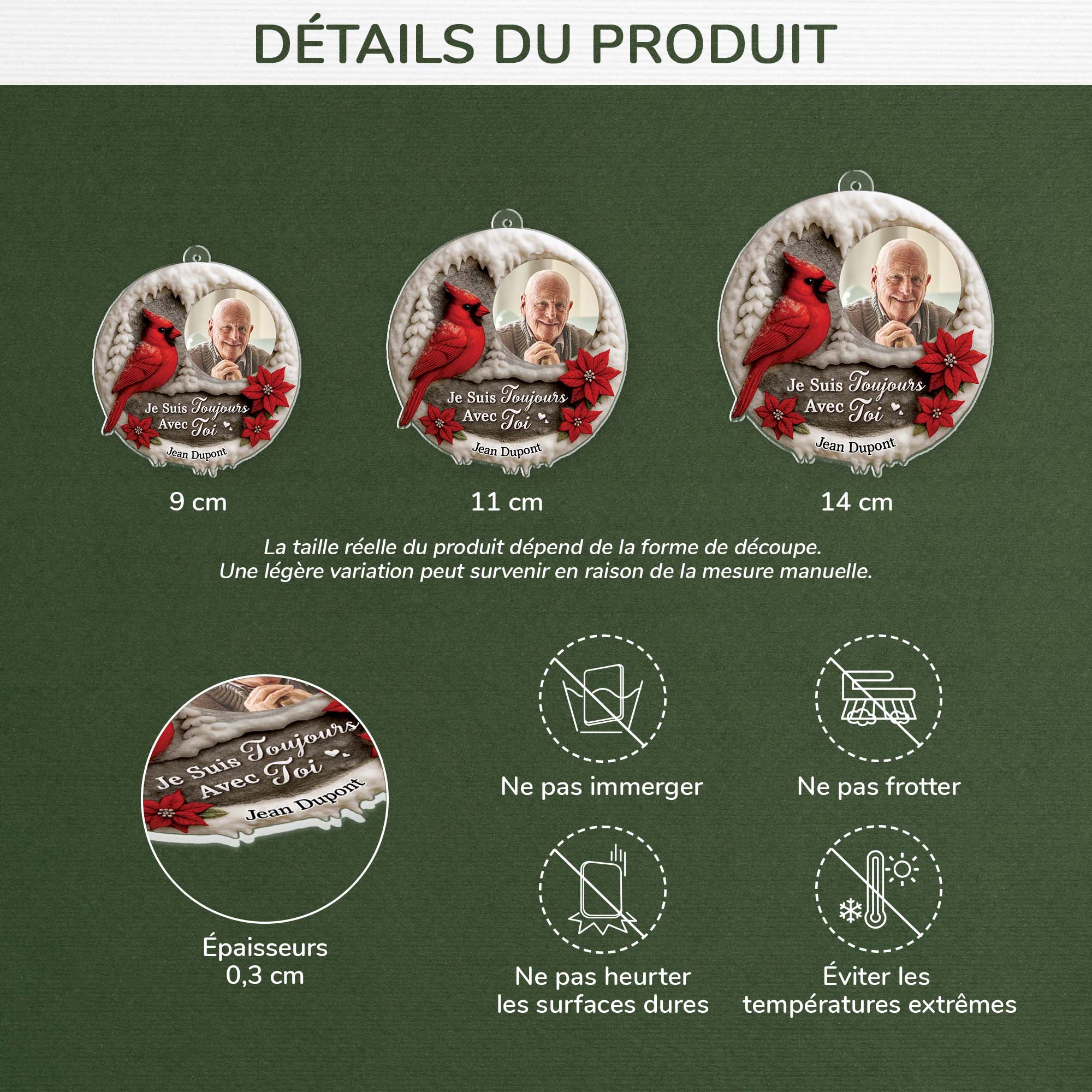 6146OFR3 effet dimpression 3d ornement noel acrylique personnalise commemoratif avec photo je suis toujours avec toi 6146o6vaa