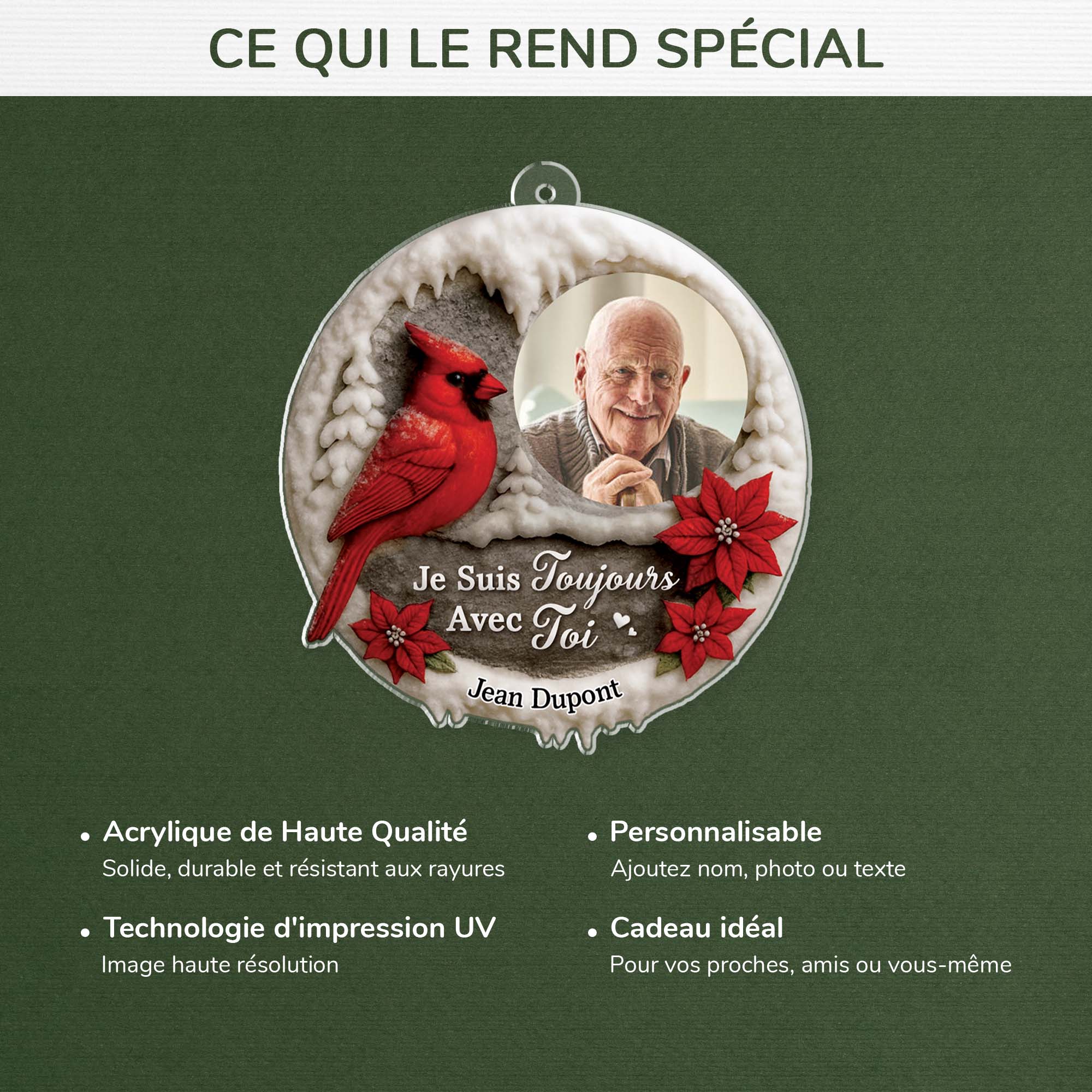 6146OFR4 effet dimpression 3d ornement noel acrylique personnalise commemoratif avec photo je suis toujours avec toi 6146o6vaa