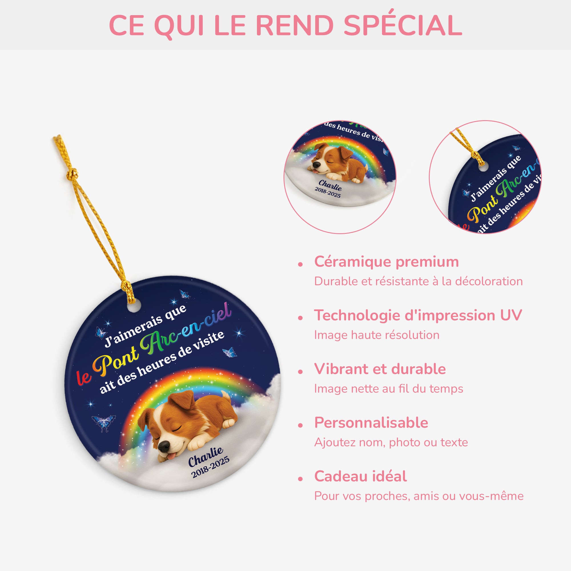 6148OFR1 ornement ceramique personnalise chien commemoratif le pont arc en ciel ait des heures de visite 6148ok6zc4