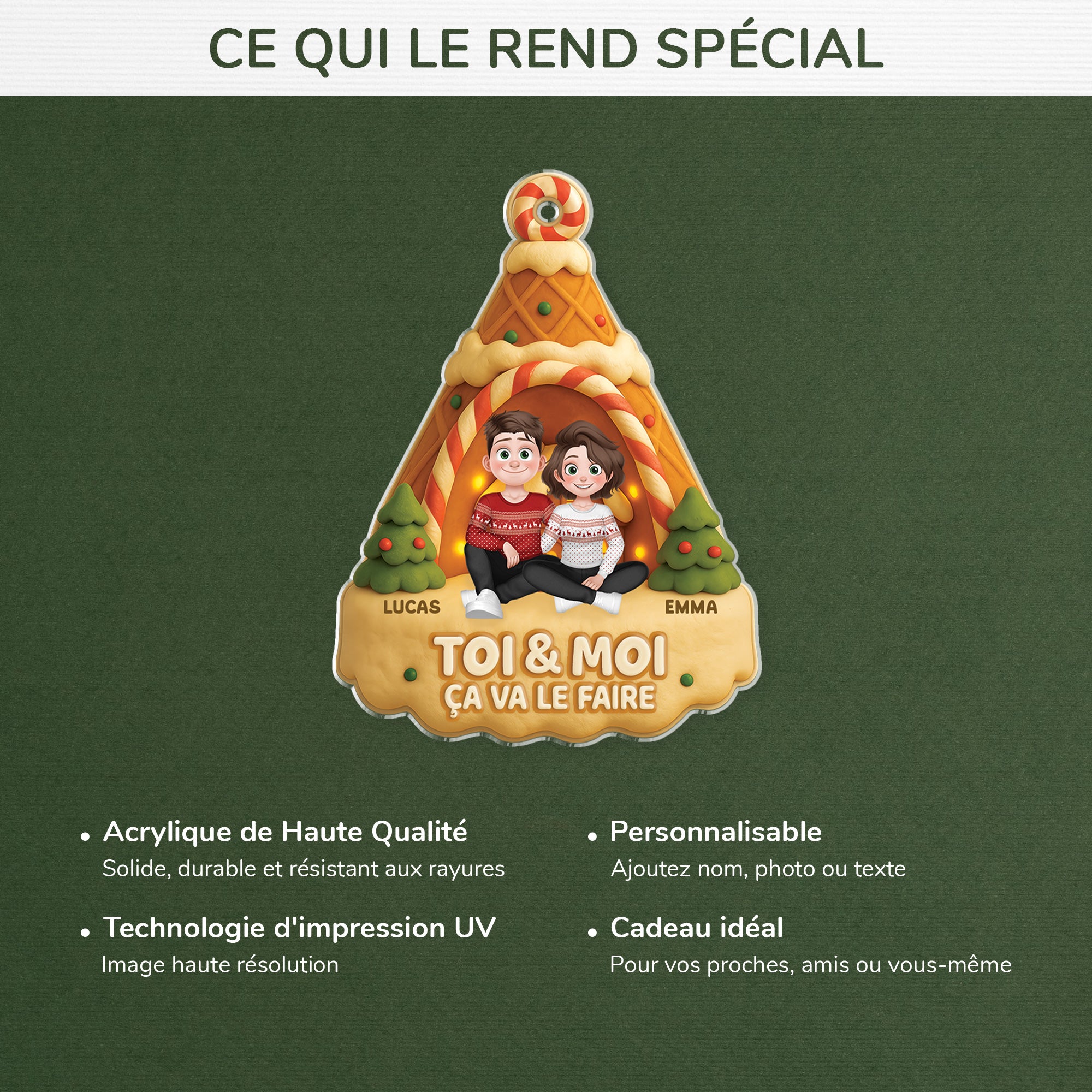 6150OFR4 effet dimpression 3d ornement de noel acrylique personnalise couple toi et moi ca va le faire 6150okvag