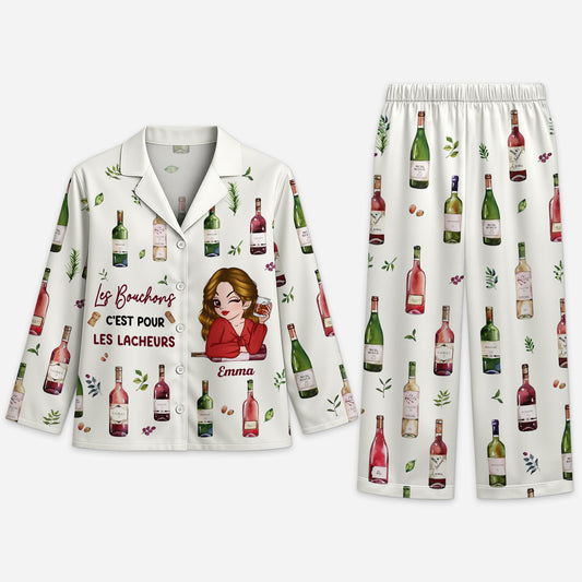 6154VFR1 pyjama personnalise pour femme qui aime le vin les bouchons pour les lacheurs 6154vklza