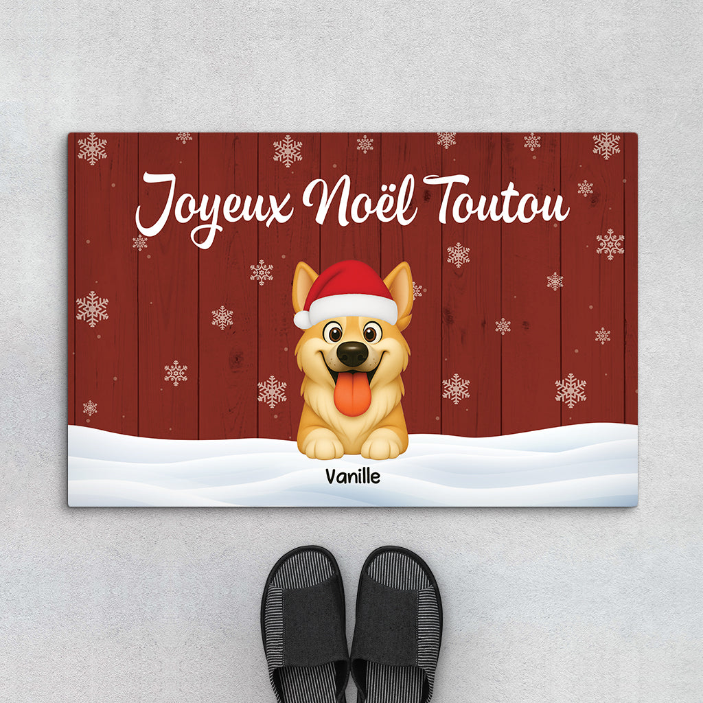 6155DFR1 paillasson personnalise joyeux noel avec chien 6155dttnc