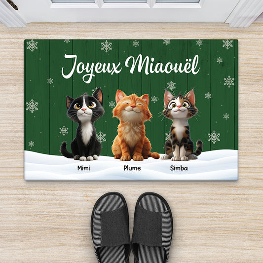 6155DFR2 paillasson personnalise joyeux noel avec chat 6155dttnd