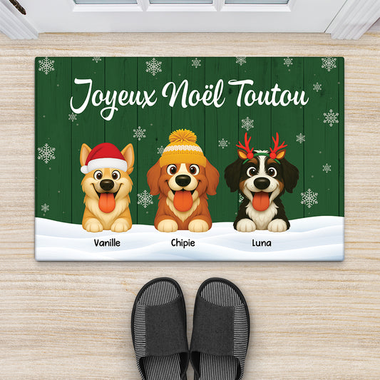 6155DFR2 paillasson personnalise joyeux noel avec chien 6155dttnc