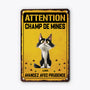 6157EFR1 plaque en metal personnalisee avec chat attention champ de mines 6157e8kzd