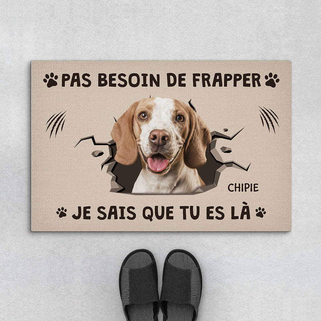 6160DFR1 paillasson personnalise chien avec photo pas besoin de frapper 6160d8qnc
