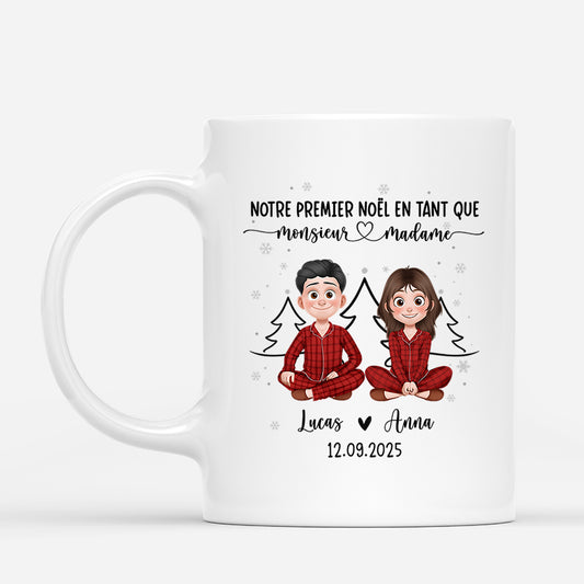 6170MFR1 mug personnalise couple premier noel de monsieur et madame 6170m3mqg