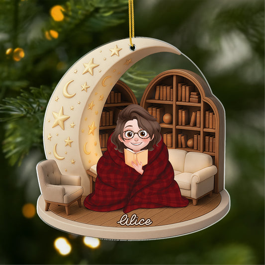 6174OFR1 effet dimpression 3d ornement noel acrylique personnalise mon endroit prefere pour lire un livre 6174o8lna