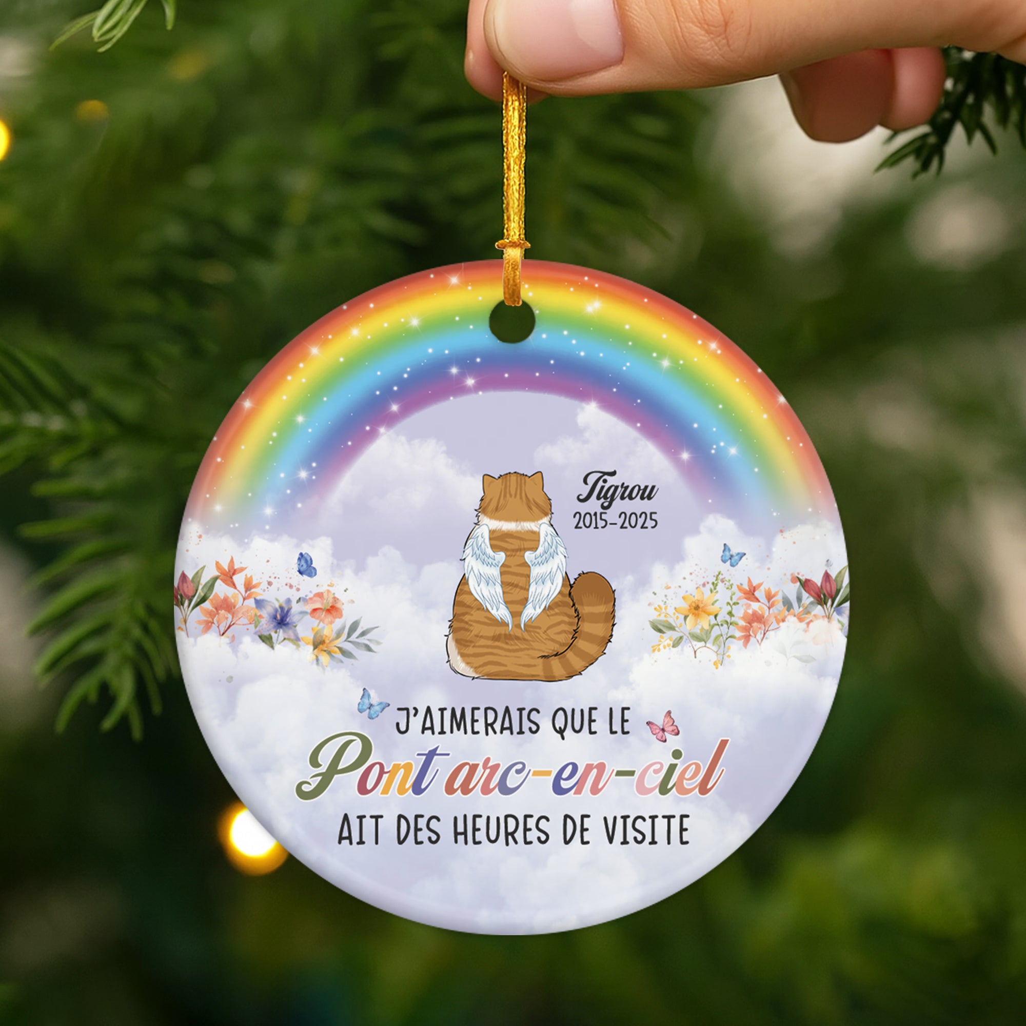 6176OFR1 ornement ceramique personnalise chat commemoratif traverser le pont arc en ciel 6176ok6qd2