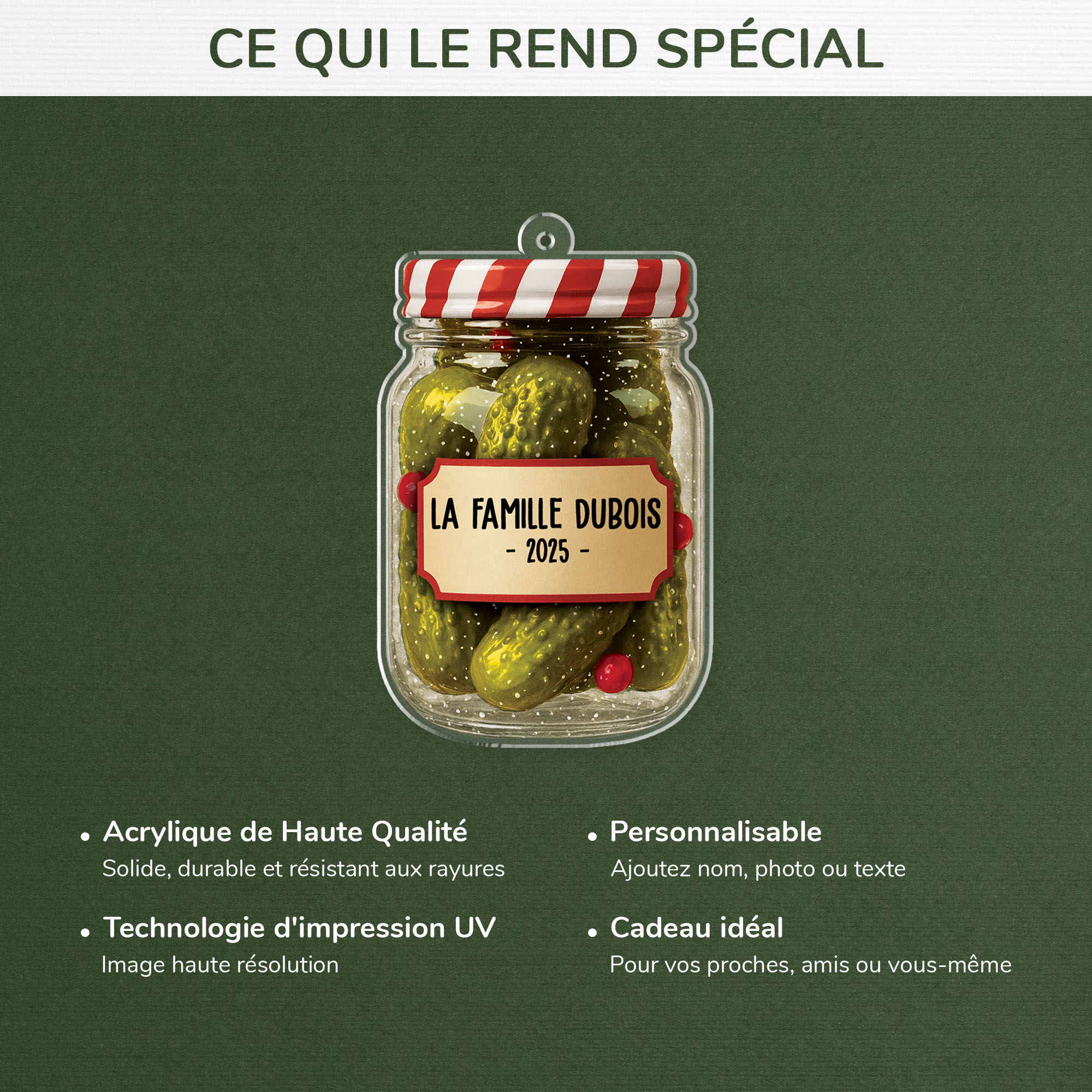 6181OFR4 effet dimpression 3d ornement noel acrylique personnalise famille pot de cornichons 6181okhqi
