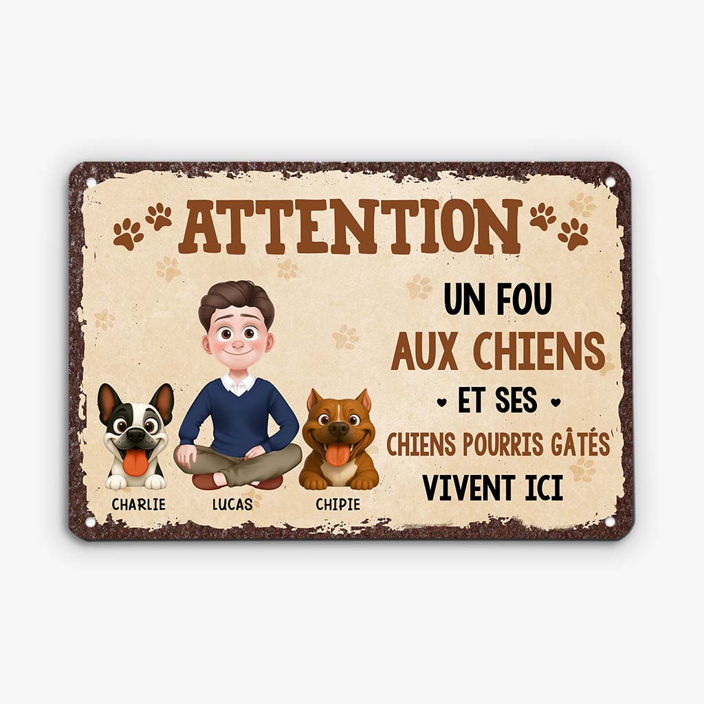 6182EFR2 plaque en metal personnalise avec chien attention zone patrouillee 6182e3hac