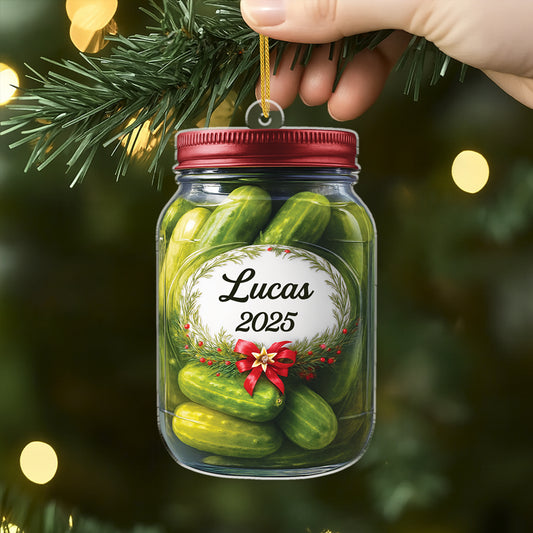6189OFR2 effet dimpression 3d ornement noel acrylique personnalise pour femme et homme pot de cornichons 6189o8vza