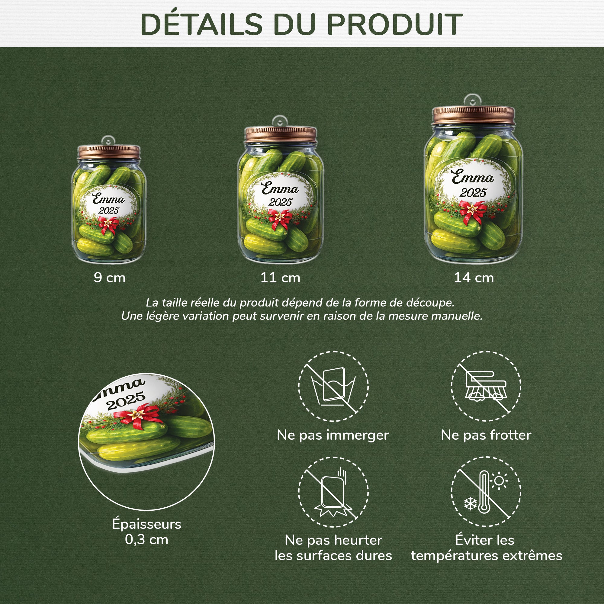 6189OFR3 effet dimpression 3d ornement noel acrylique personnalise pour femme et homme pot de cornichons 6189o8vza