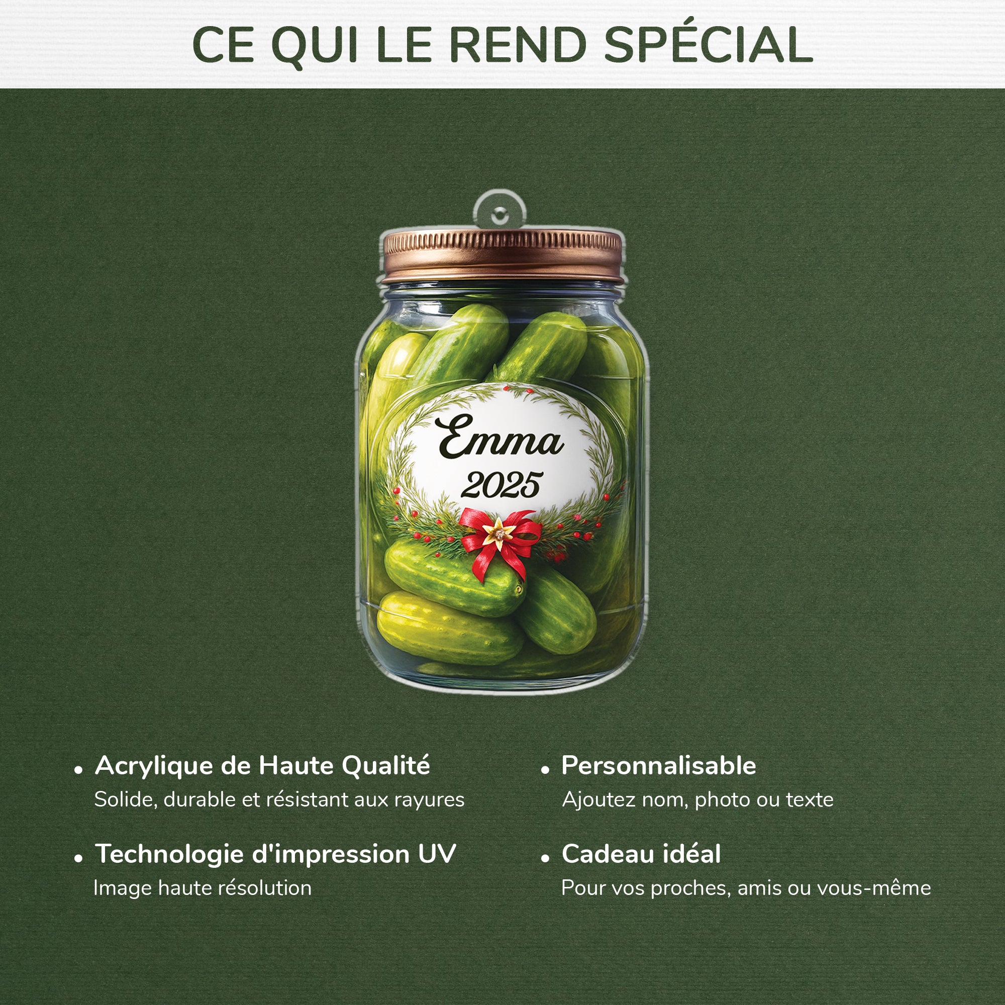 6189OFR4 effet dimpression 3d ornement noel acrylique personnalise pour femme et homme pot de cornichons 6189o8vza
