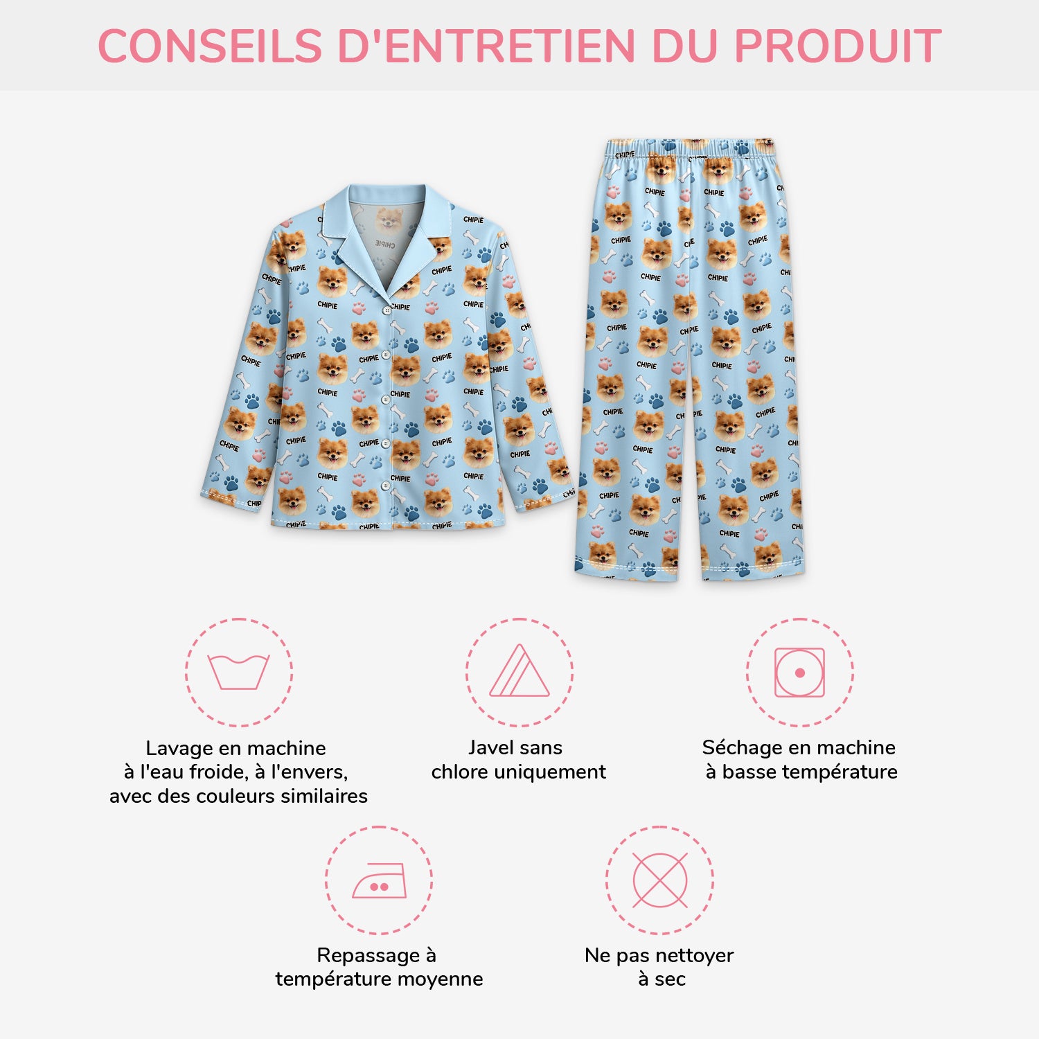 6190VFR4 effet dimpression 3d pyjama personnalise avec photo joli chien avec patte 6190v8xqc