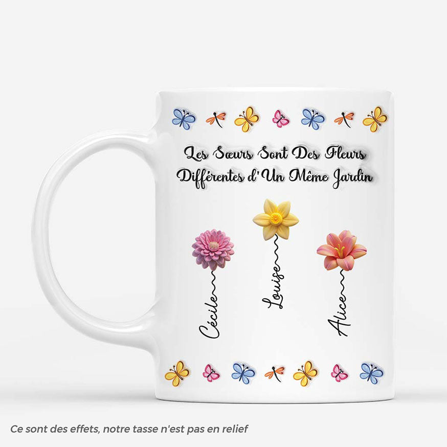 6192MFR1 effet dimpression 3d mug personnalise soeurs sont des fleurs differentes 6192m8vta_76ff4f62 6ced 4365 bd8d e63760fb55a1