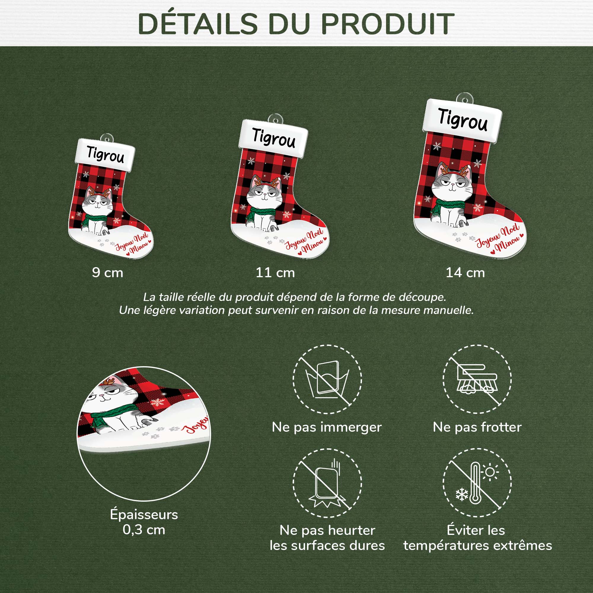 6193OFR1 ornement noel chaussette acrylique personnalise avec chat joyeux noel minou 6193ok6ad3
