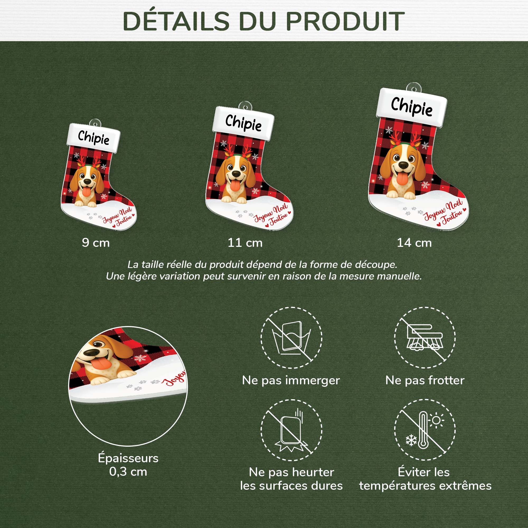 6193OFR1 ornement noel chaussette acrylique personnalise avec chien joyeux noel minou 6193ok6ac3