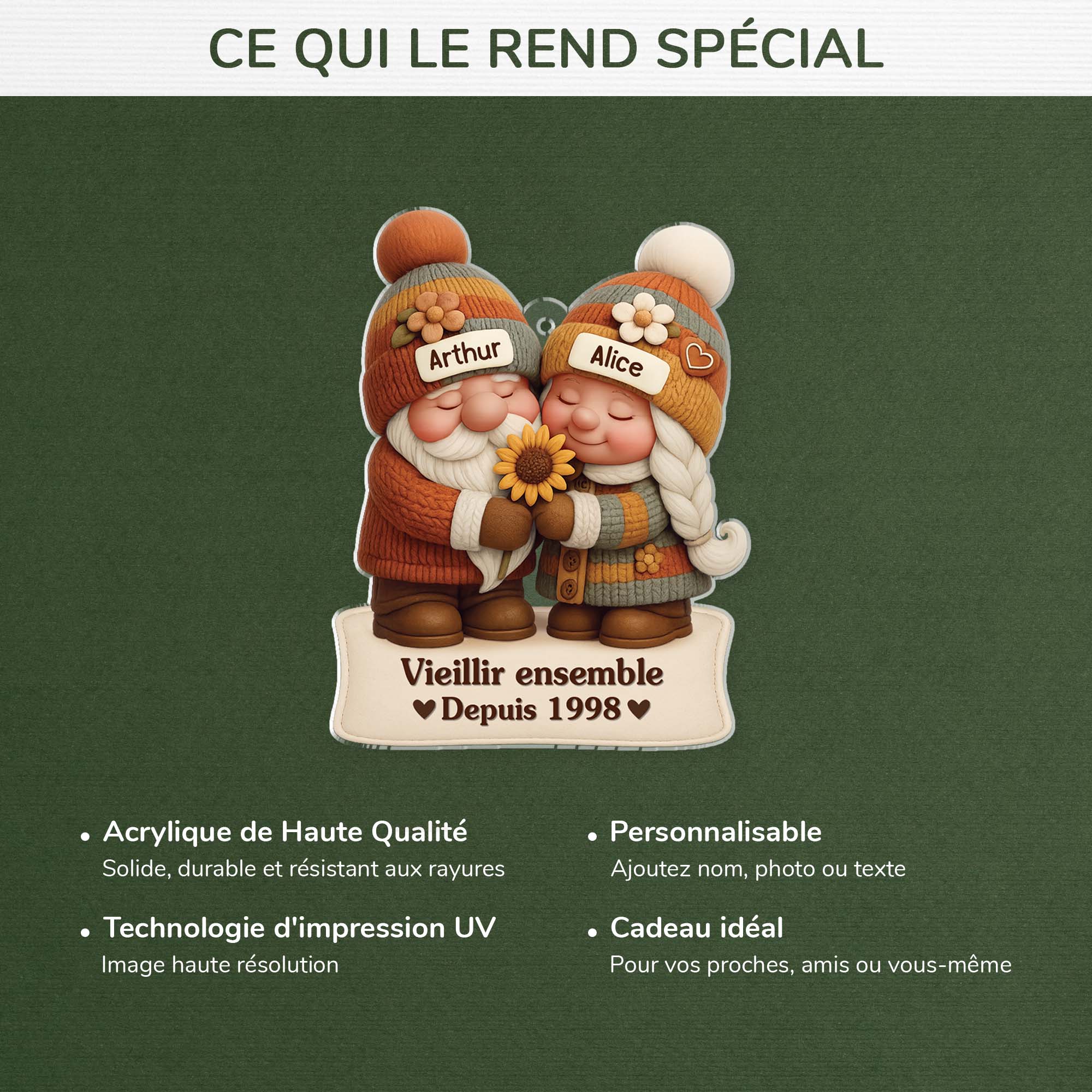 6200OFR4 effet dimpression 3d ornement noel acrylique personnalise couple vieillir ensemble 6200o8ltg