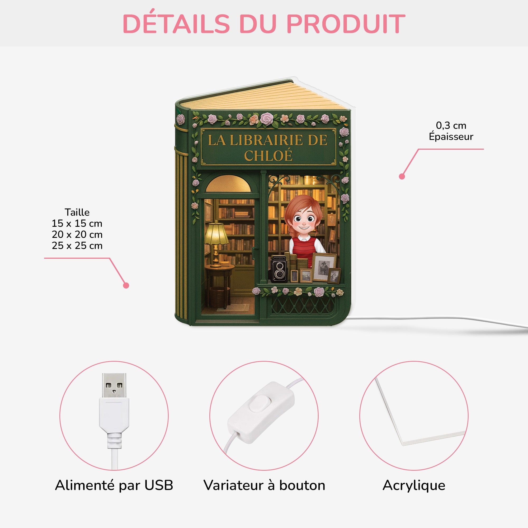 6201LFR3 lightbox personnalisable femmehomme librairie pour amoureux des livres 6201l8l5a