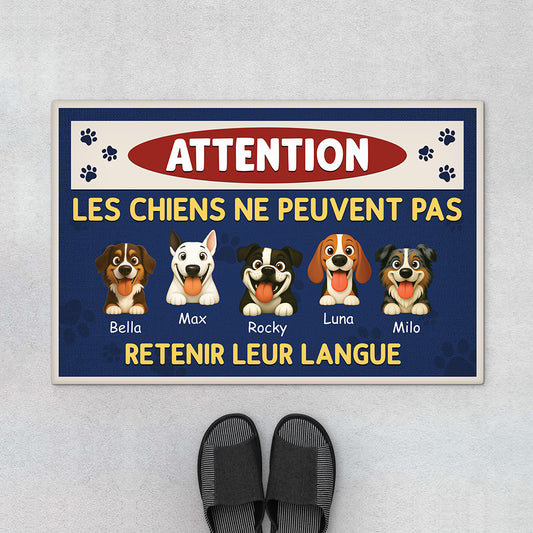 6204DFR1 paillasson personnalise chien ne peut pas retenir sa langue 6204d3vmc