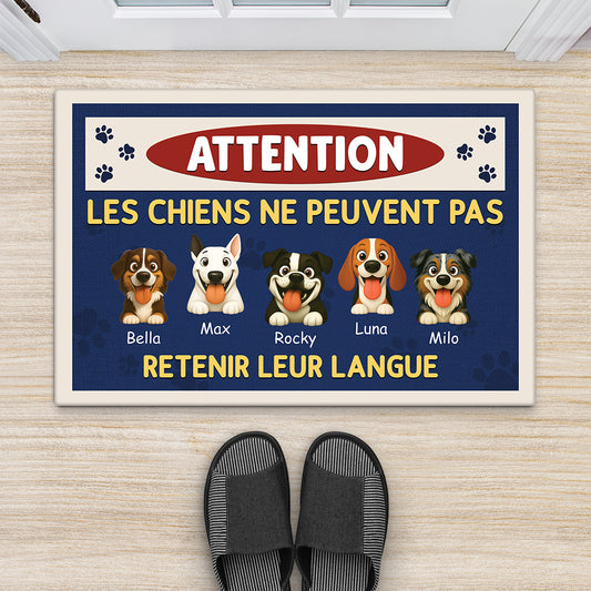 6204DFR2 paillasson personnalise chien ne peut pas retenir sa langue 6204d3vmc