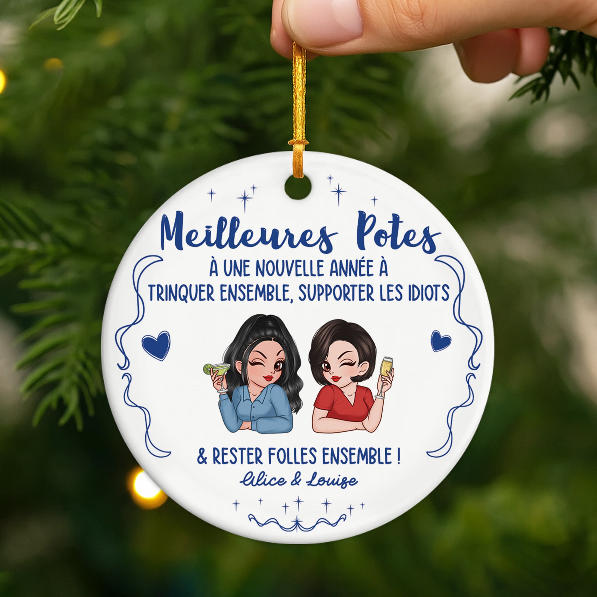 6207OFR2 ornement ceramique personnalise avec amie meilleures potes 6207otvnf