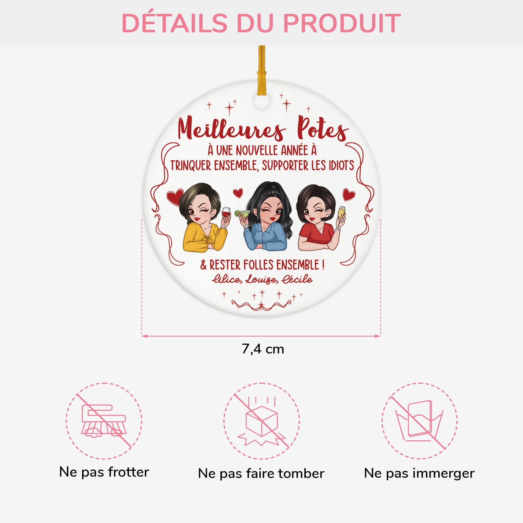 6207OFR3 ornement ceramique personnalise avec amie meilleures potes 6207otvnf