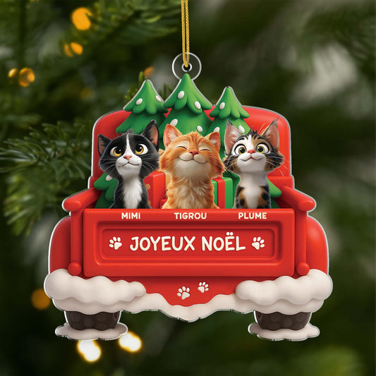 6209OFR1 ornement noel acrylique personnalise joyeux noel avec chat 6209otvzd