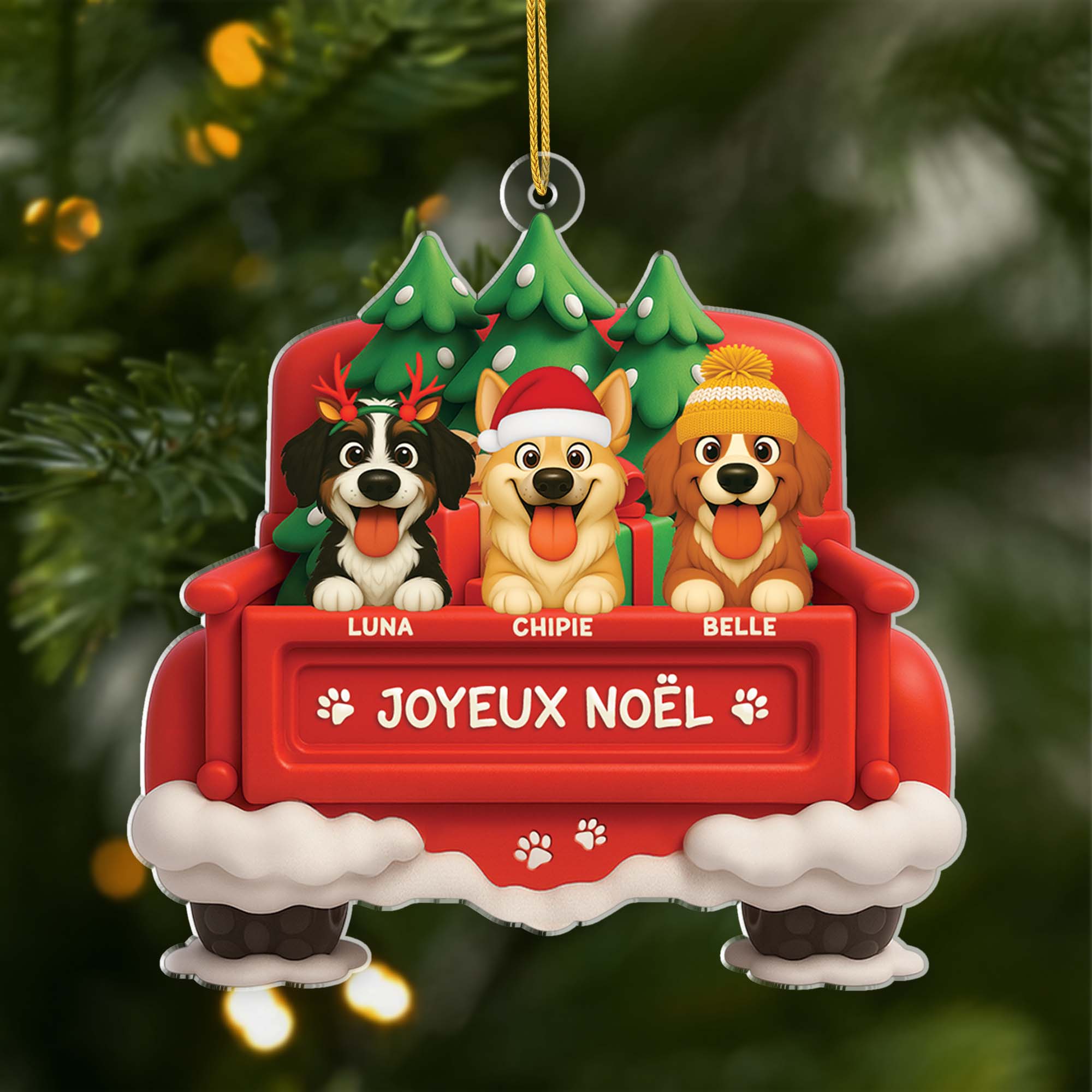 6209OFR1 ornement noel acrylique personnalise joyeux noel avec chien 6209otvzc
