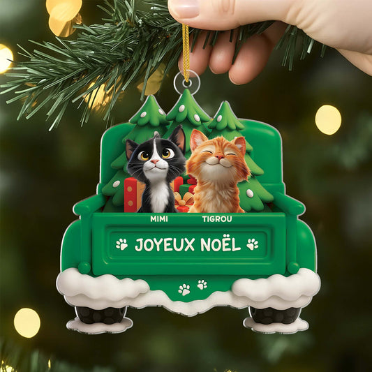 6209OFR2 ornement noel acrylique personnalise joyeux noel avec chat 6209otvzd