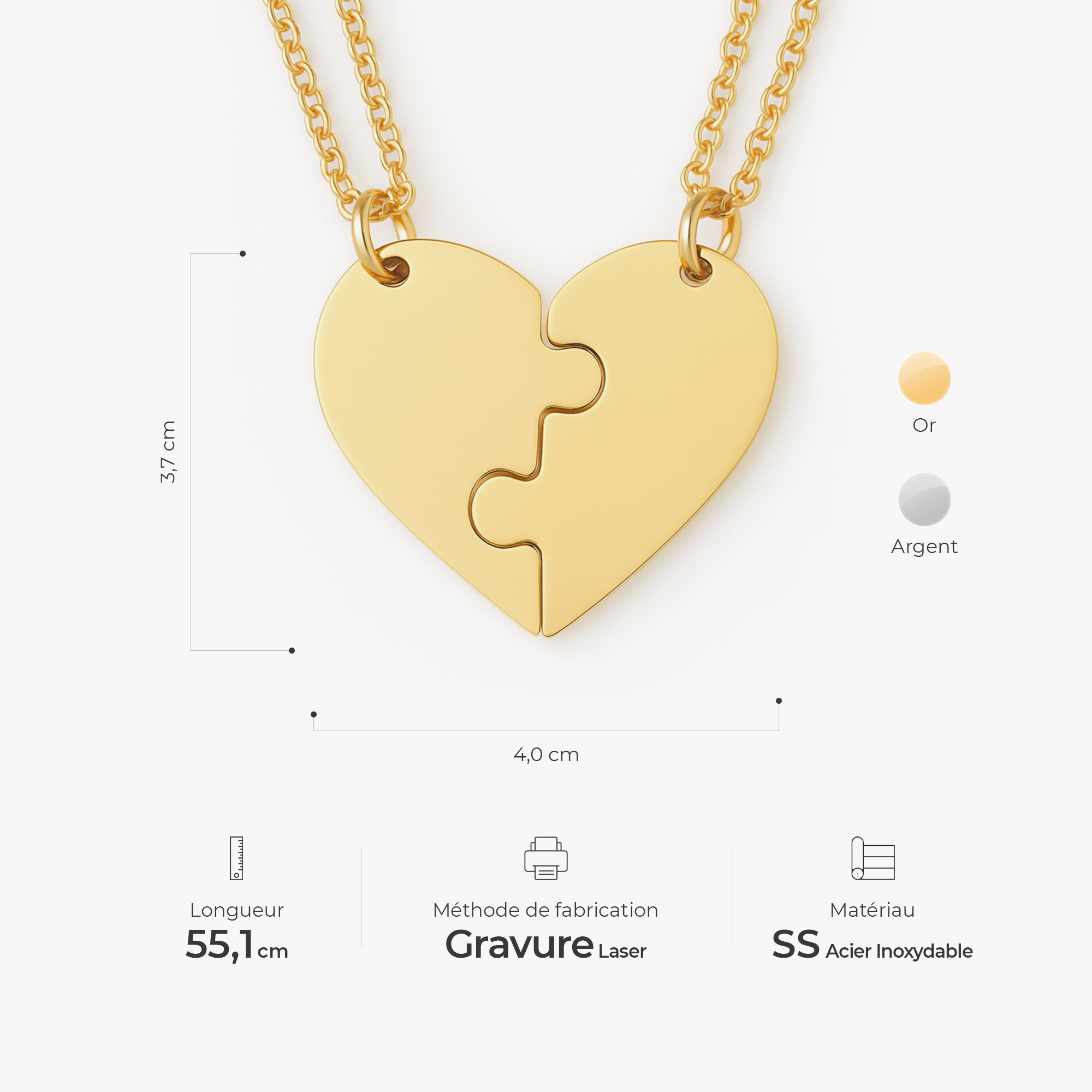 6210JFR3 collier personnalise famille notre coeur en puzzle 6210j0h0a