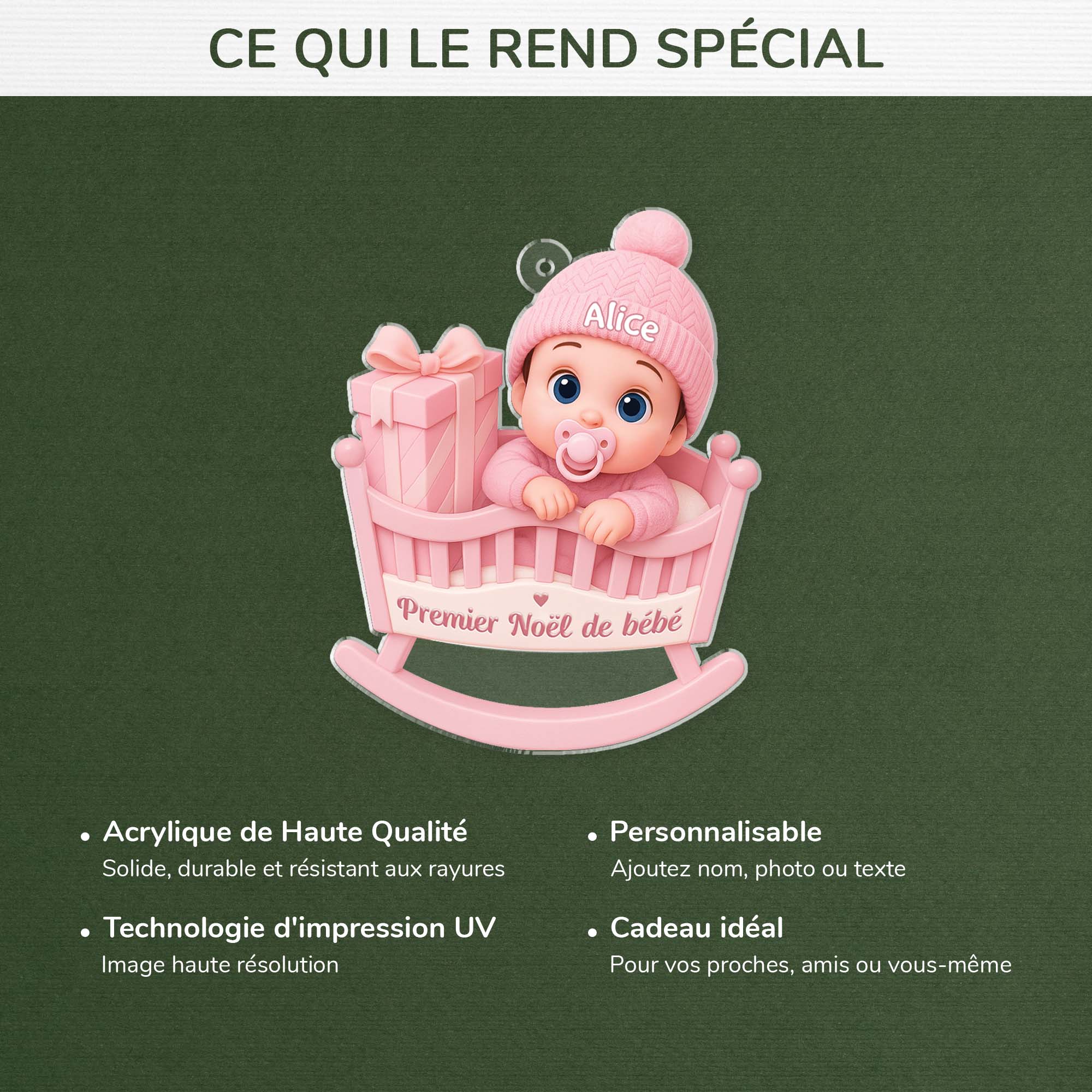 6211OFR4 ornement acrylique personnalise le premier noel de bebe 6211o3qtk